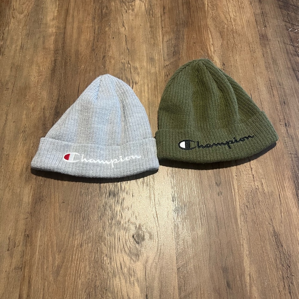 Champion ribbed knit beanies